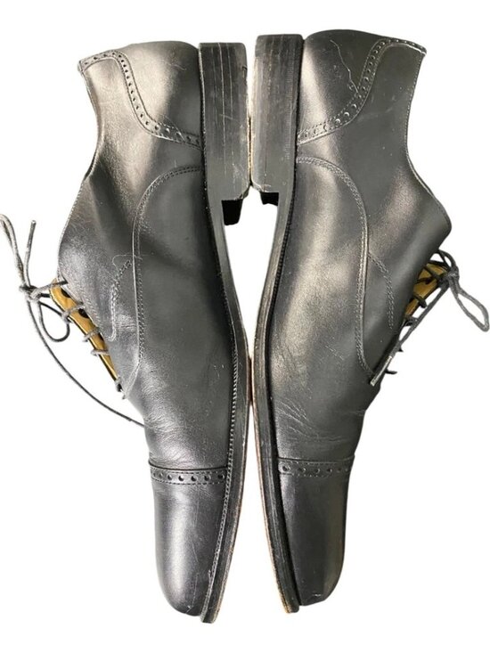 Magnanni Black Leather Cap Toe Oxford Dress Shoes Mens 9 M Spain Luxury Matte main image 8